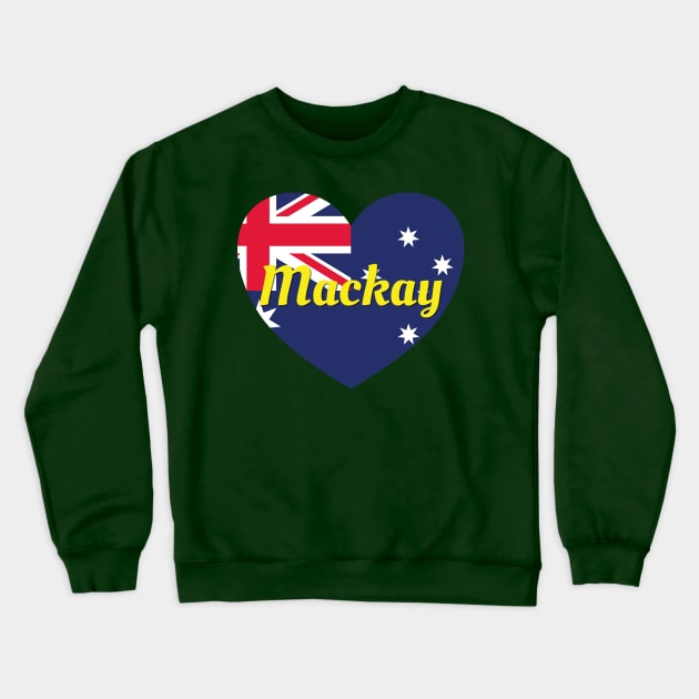 Mackay QLD Australia Australian Flag Heart Crewneck Sweatshirt by DPattonPD